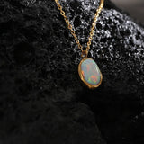 Retro Gleaming Opal Pendant Necklace