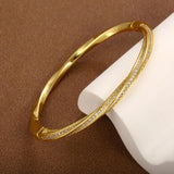 Chic Two-Row Gold and Crystal Bracelet