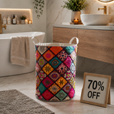 Boho Patchwork Vibes Quilted Laundry Basket NCU0NXD194