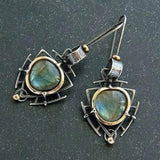 Antique Silver and Gold Labradorite Earrings