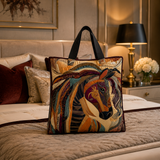 Quilted Tote Bag - Multicolor Mosaic Horse